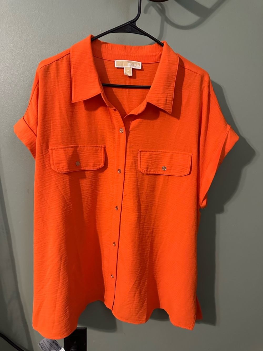 Michael Kors Vibrant Orange Button-Front Shirt